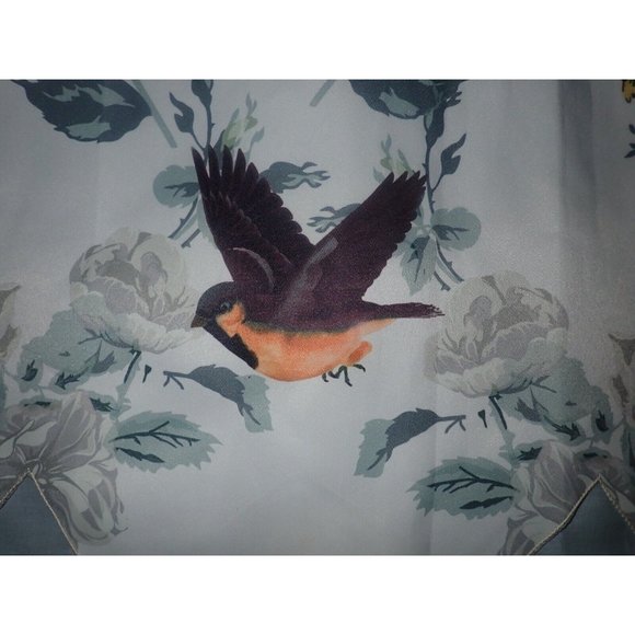 Spring Birds on Branches Rod Pocket Window Curtain Valance with Scalloped Edge - Picture 2 of 7